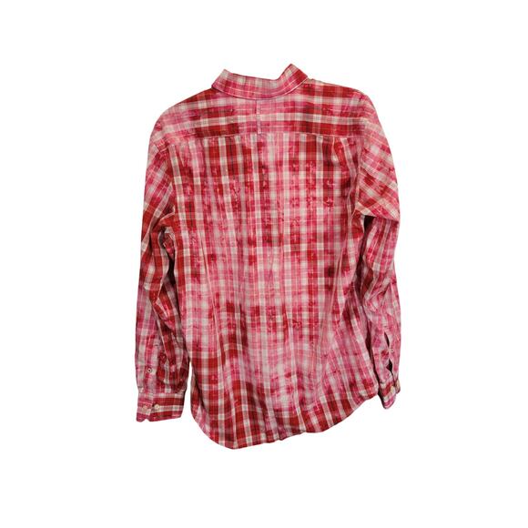 Banana Republic Button down Shirt Reverse tie-dye Plaid Long Sleeve Large Slim - Picture 2 of 11